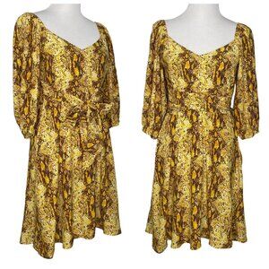 Faithfull The Brand Dress Size 12 Martine Dawn Animal Print Waist Tie FLAWED